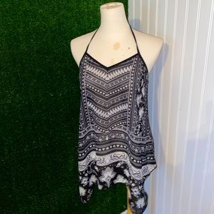 Maurices Sheer Boho Style Halter Tie Top - Black & White